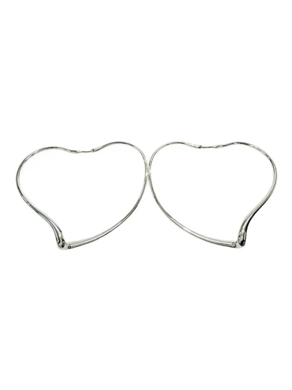 Tiffany & Co Silver Open Heart Hoop Earrings Large
